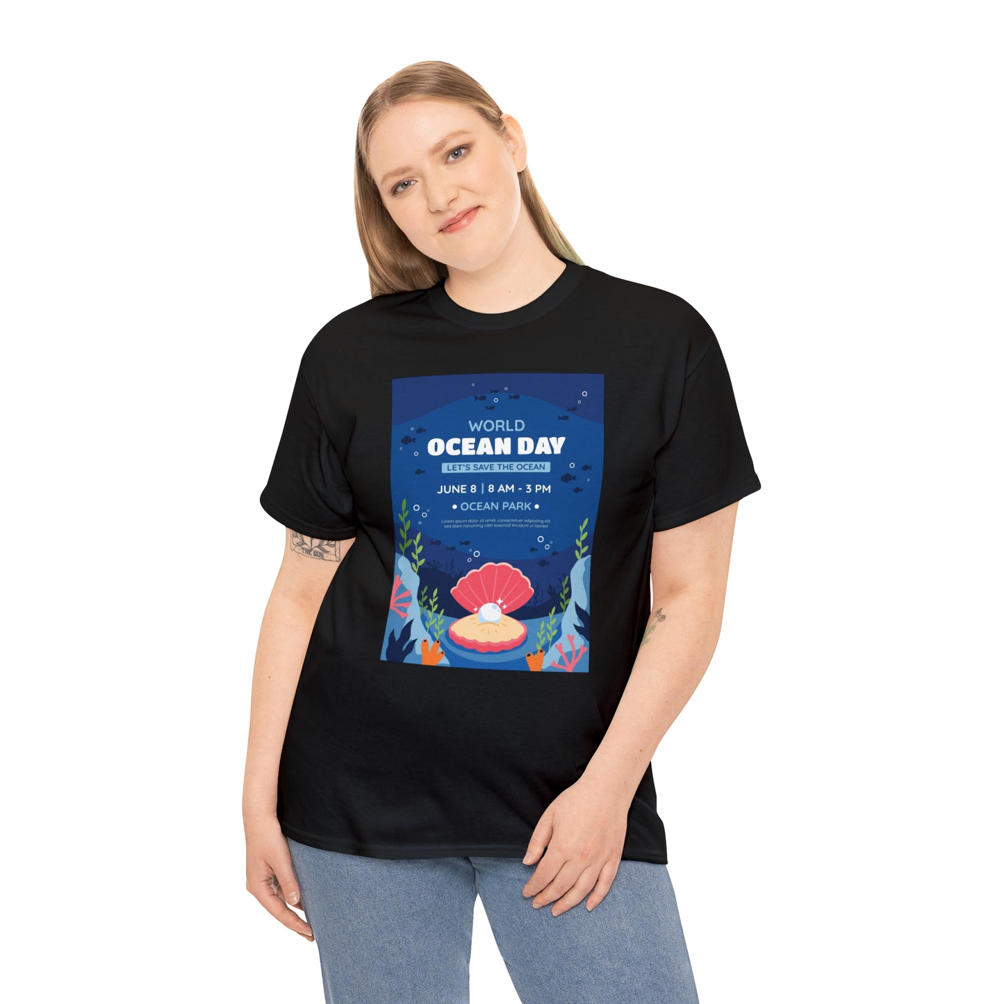 World Ocean Day Unisex Heavy Cotton Tee Express Delivery in Continental US