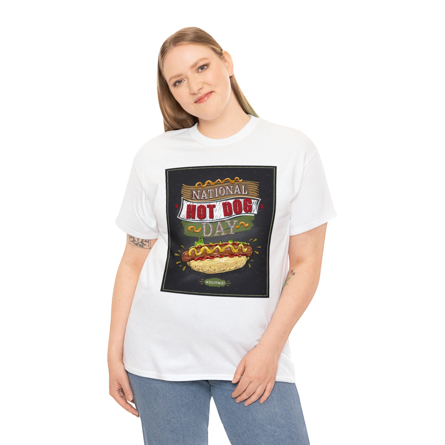 National Hot Dog Day Unisex Heavy Cotton Tee Express Delivery in Continental US