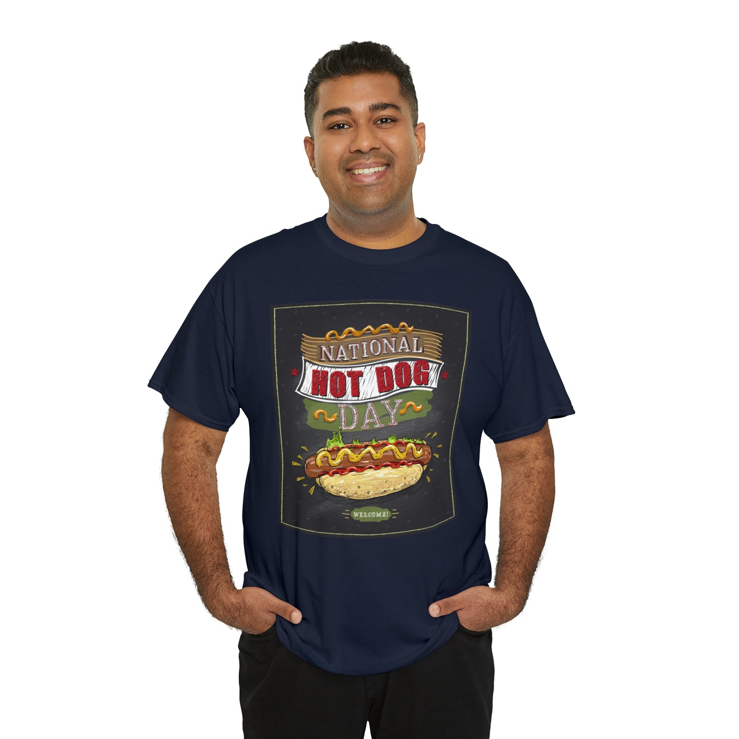 National Hot Dog Day Unisex Heavy Cotton Tee Express Delivery in Continental US