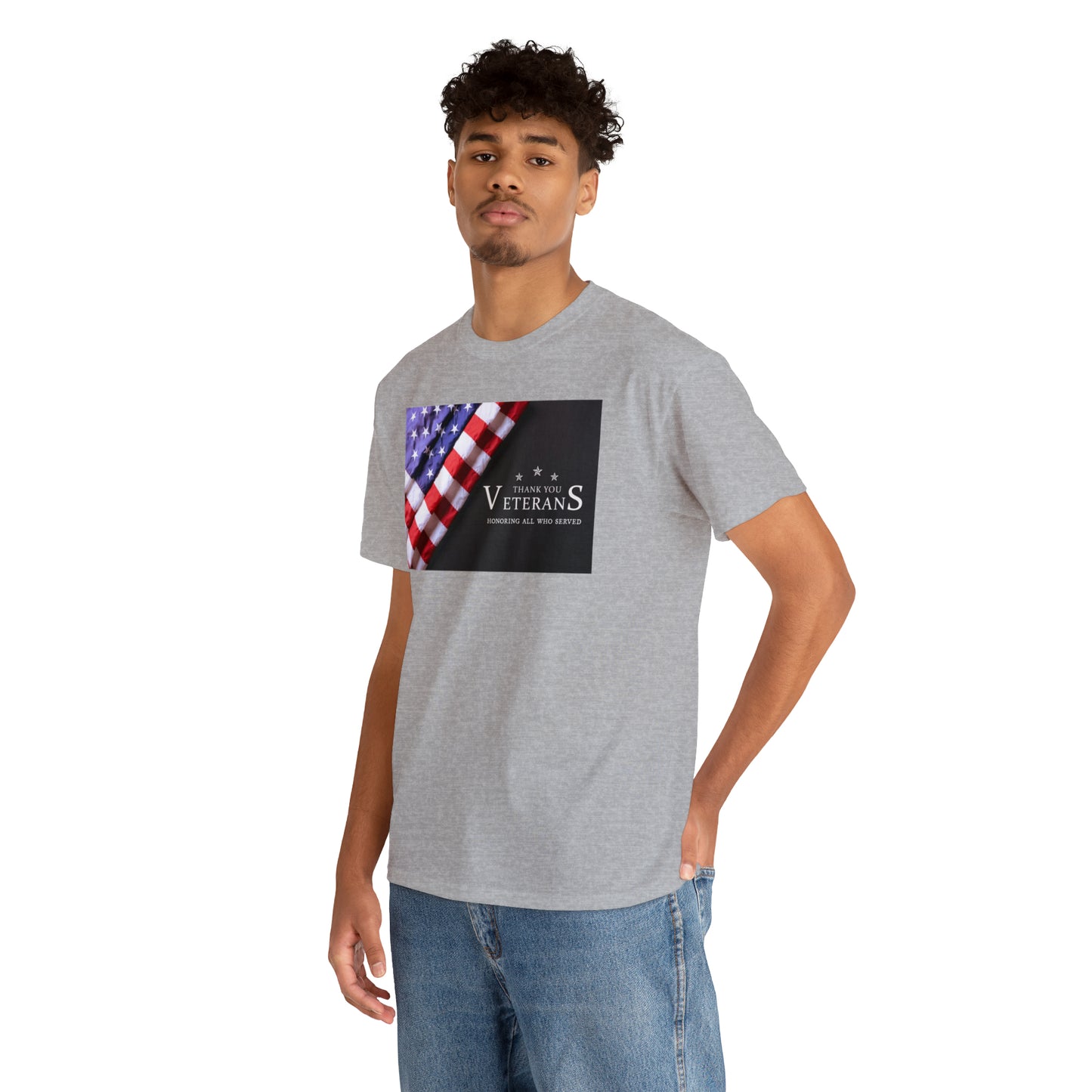 Thank You Veterans-Honoring All Who Served Unisex Heavy Cotton Tee Express Delivery in Continental US