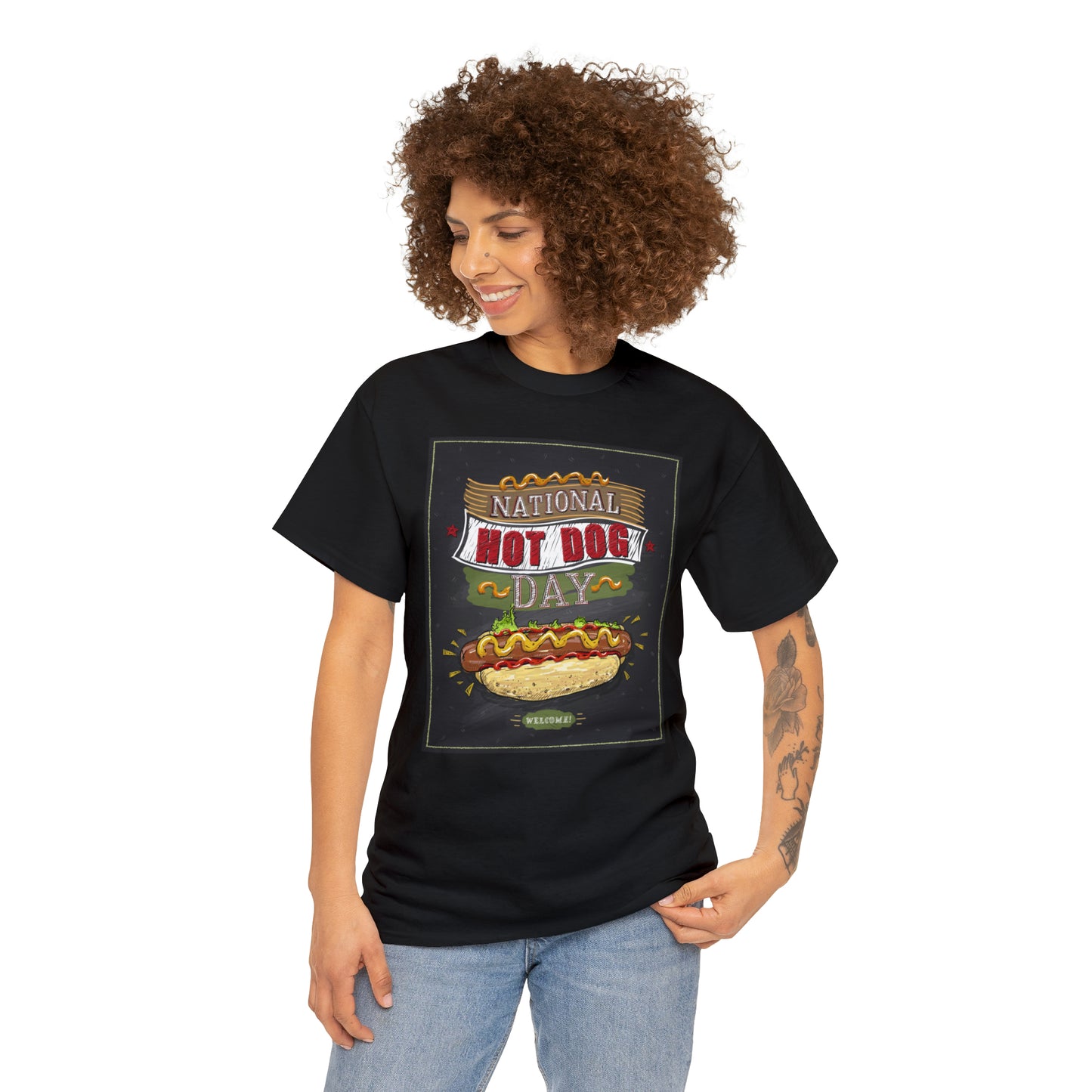 National Hot Dog Day Unisex Heavy Cotton Tee Express Delivery in Continental US
