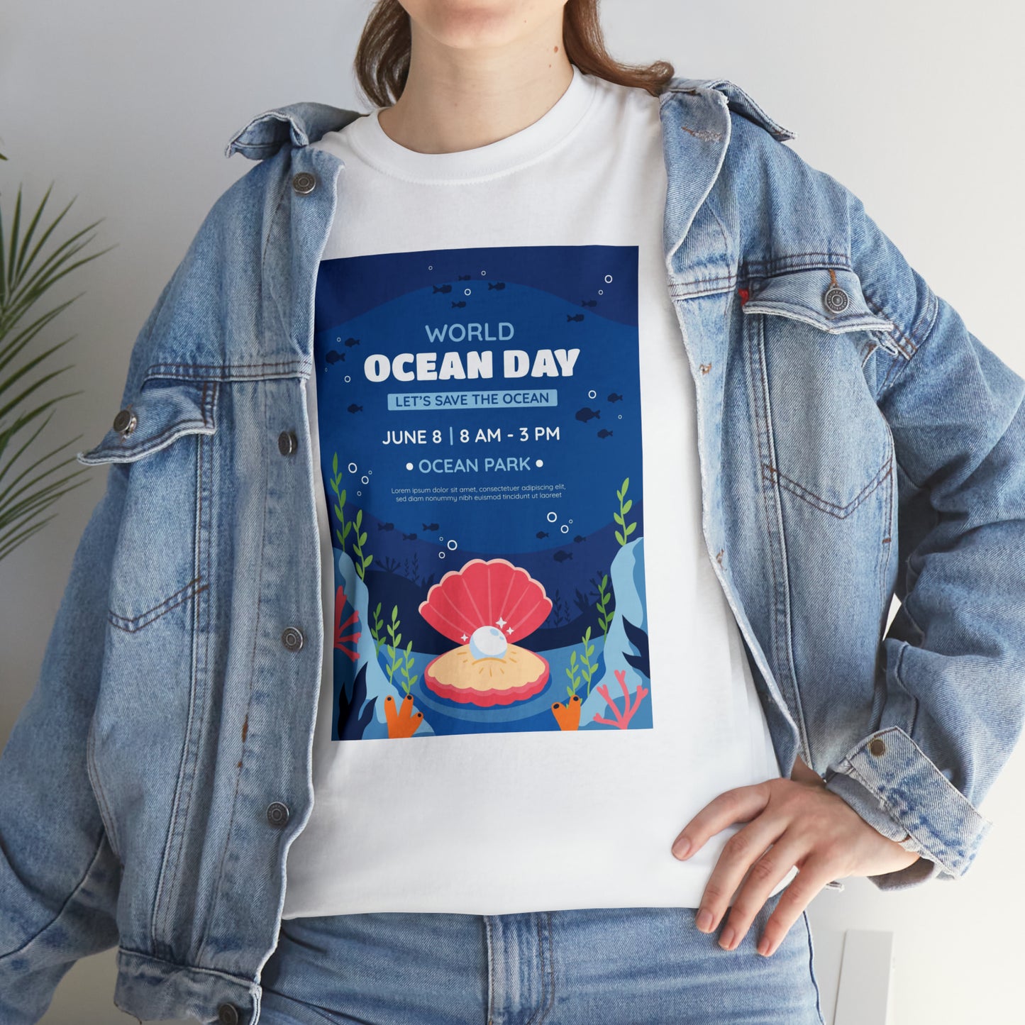 World Ocean Day Unisex Heavy Cotton Tee Express Delivery in Continental US