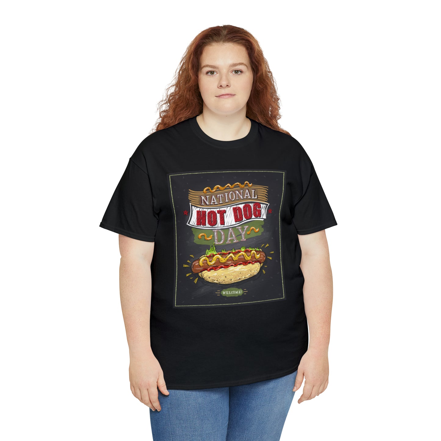 National Hot Dog Day Unisex Heavy Cotton Tee Express Delivery in Continental US