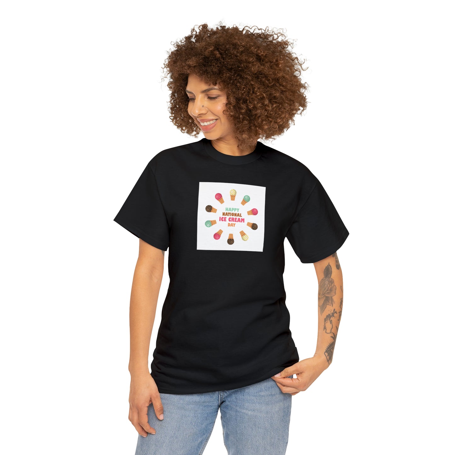 Happy National Ice Cream Day Unisex Heavy Cotton Tee Express Delivery in Continental US