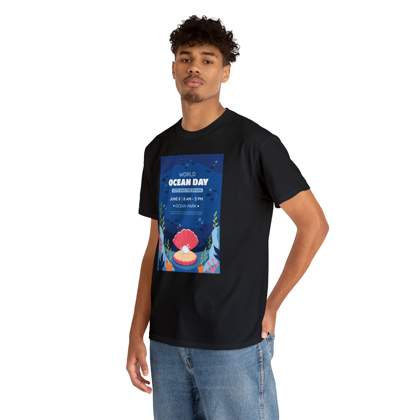 World Ocean Day Unisex Heavy Cotton Tee Express Delivery in Continental US