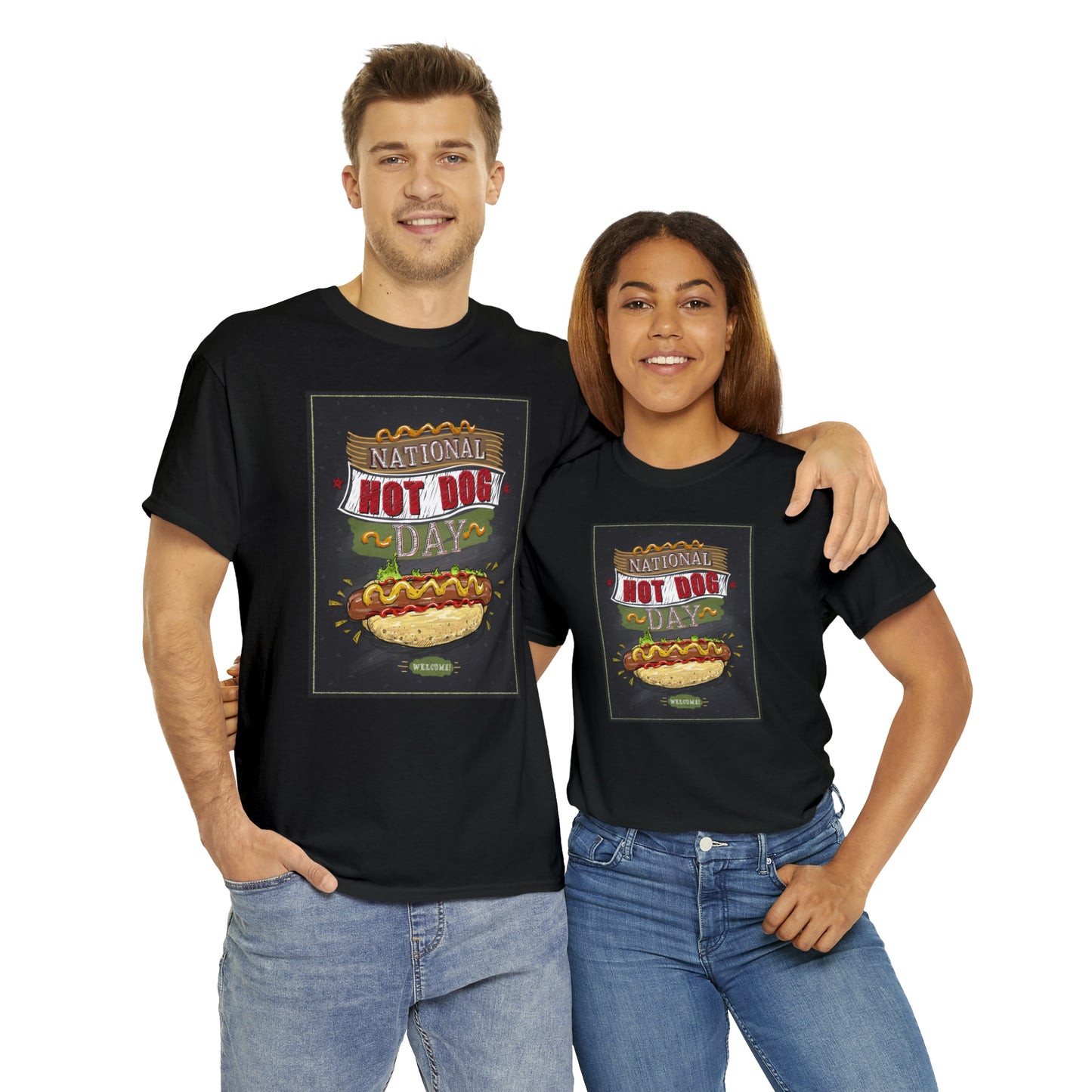 National Hot Dog Day Unisex Heavy Cotton Tee Express Delivery in Continental US