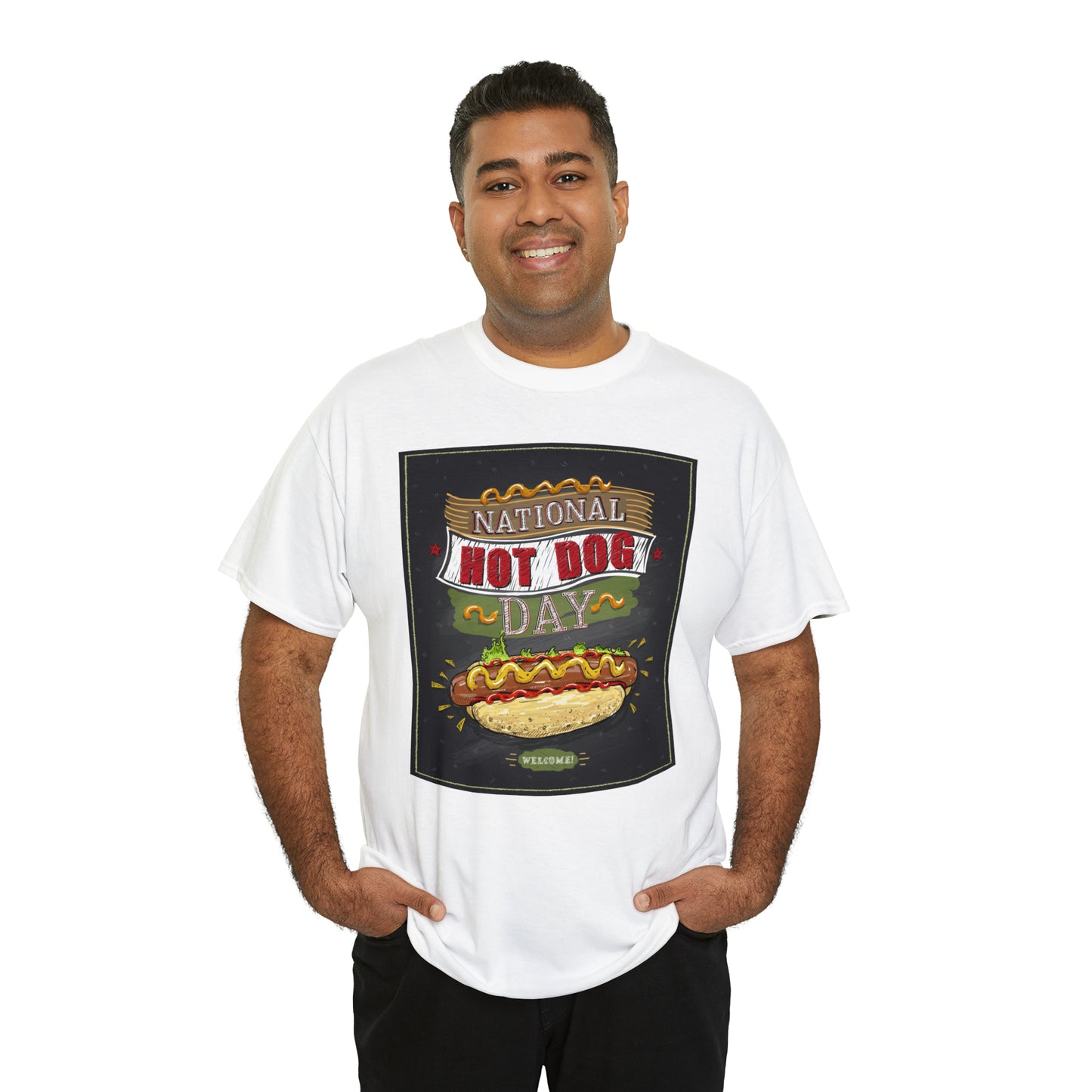 National Hot Dog Day Unisex Heavy Cotton Tee Express Delivery in Continental US
