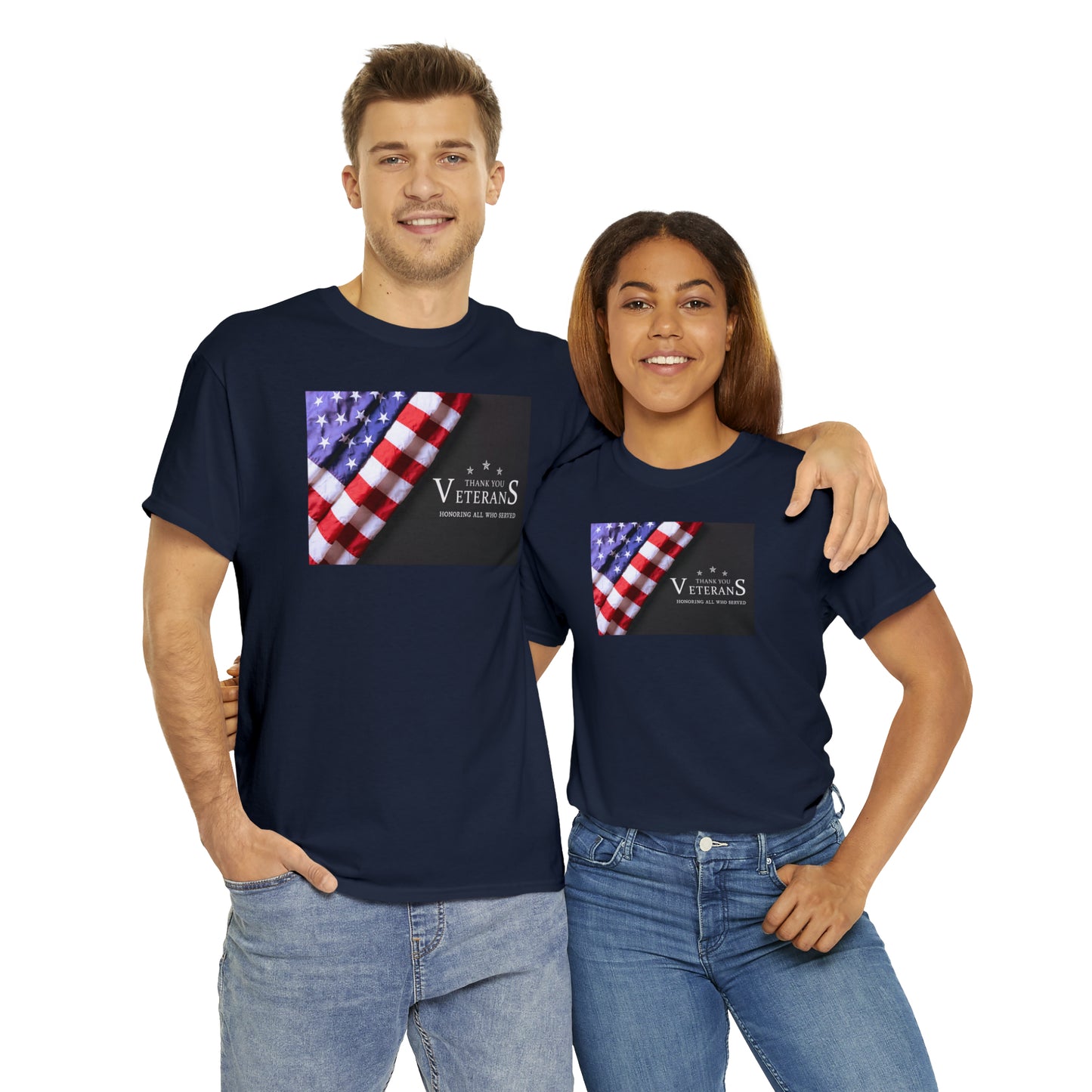 Thank You Veterans-Honoring All Who Served Unisex Heavy Cotton Tee Express Delivery in Continental US