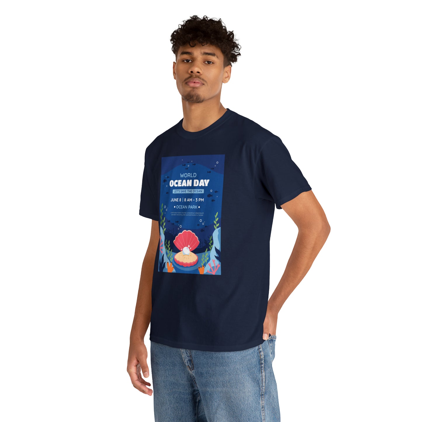 World Ocean Day Unisex Heavy Cotton Tee Express Delivery in Continental US