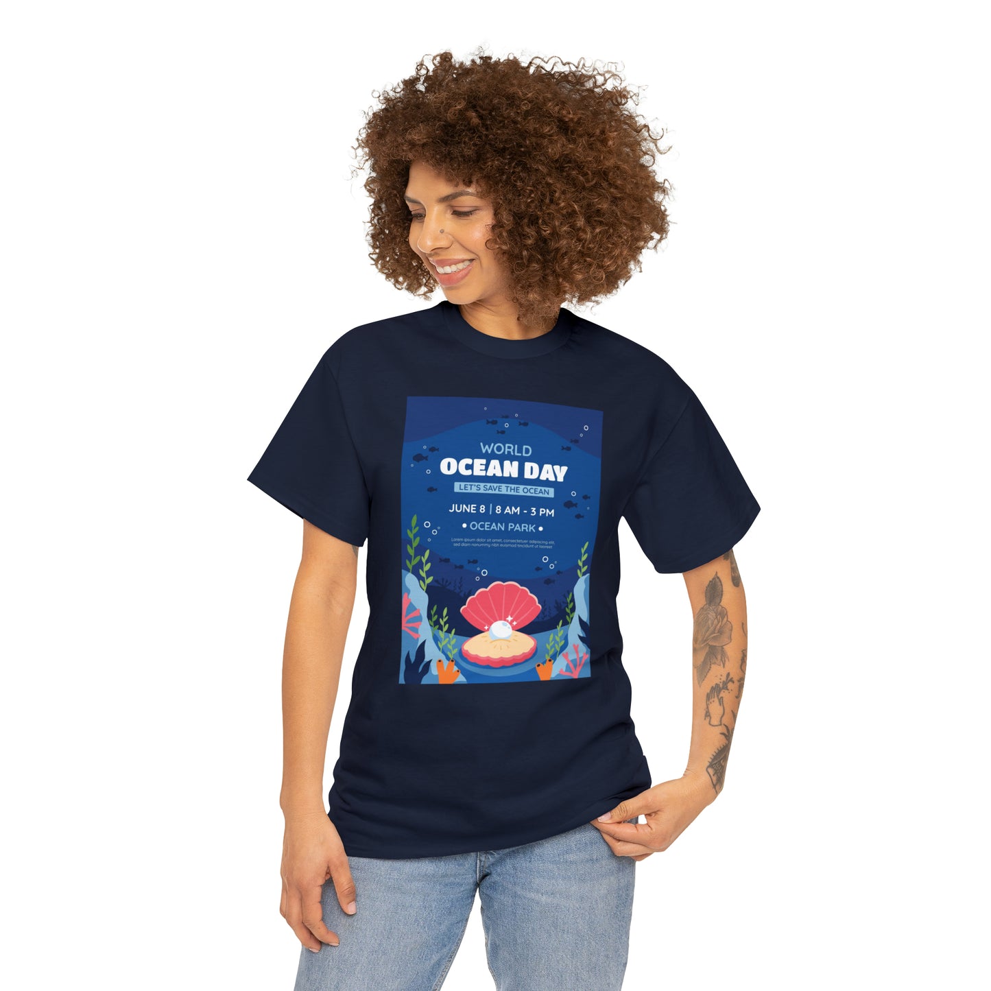 World Ocean Day Unisex Heavy Cotton Tee Express Delivery in Continental US