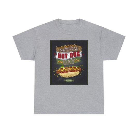 National Hot Dog Day Unisex Heavy Cotton Tee Express Delivery in Continental US