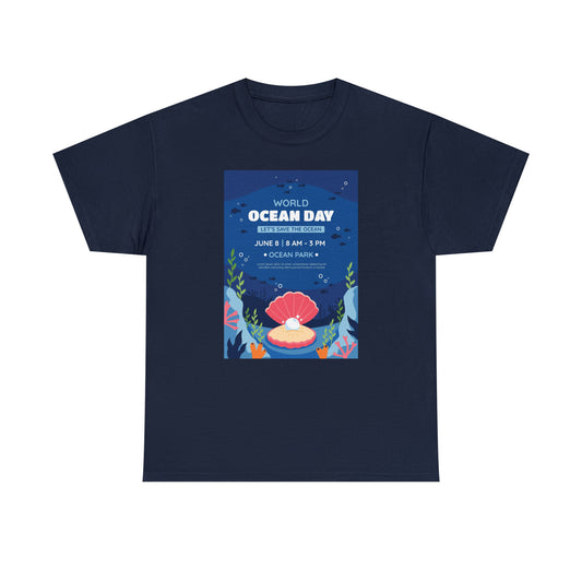 World Ocean Day Unisex Heavy Cotton Tee Express Delivery in Continental US